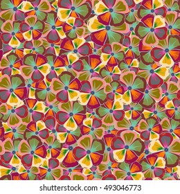 Pretty varicolored floral print. Motley seamless pattern. Vector abstract flower background.