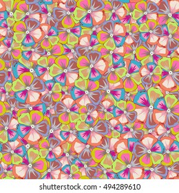 Pretty varicolored floral print. Motley seamless pattern. Vector abstract flower background.