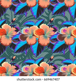 Pretty varicolored floral print. Motley seamless pattern. Vector abstract flower background.