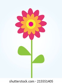 Pretty Vector Flower Pink, Yellow and Orange 