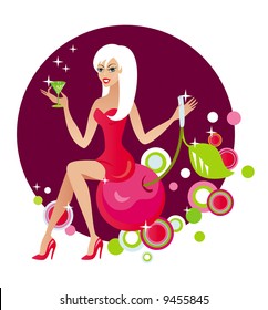 Pretty Vector Girl Celebrating Some Event Stock Vector (Royalty Free ...