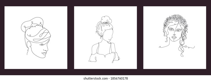 Un vector bonito establece un dibujo de una línea, en una ilustración vectorial de estilo de línea continua sobre fondo blanco. Estilo de moda
