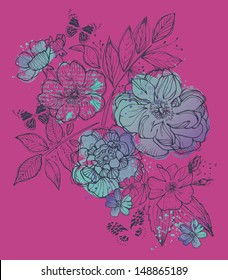 Pretty Vector Wild Rose Design