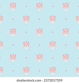 Pretty vintage birthday cake seamles pattern design. Vector illustration.