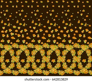 Pretty vintage feedsack border in small flowers. Millefleurs. Floral sweet seamless background for textile, fabric, covers, wallpapers, print, gift wrap, scrapbooking, quilting, decoupage. Satin print