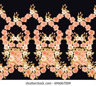 Pretty vintage feedsack border in small flowers. Millefleurs. Floral sweet seamless background for textile, fabric, covers, wallpapers, print, gift wrap, scrapbooking, quilting, decoupage.