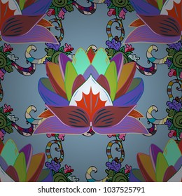 Pretty vintage feedsack pattern in small blue, violet and green flowers. Floral sweet seamless background for textile, fabric, covers, wallpapers, print, wrap, scrapbooking, quilting, decoupage.