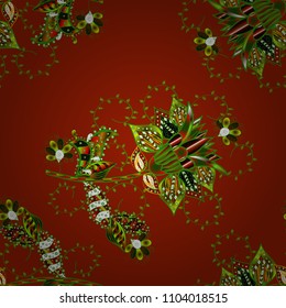 Pretty vintage feedsack pattern in small brown, green, red, white and yellow, flowers. Millefleurs. Floral sweet seamless background for textile, fabric, covers, wallpapers, print, wrap, decoupage.