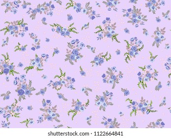 Pretty vintage feedsack pattern in small flowers. Millefleurs. Floral sweet seamless background for textile, fabric, covers, wallpapers, print, gift wrap, scrapbooking, quilting, decoupage.
