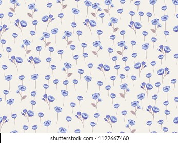 Pretty vintage feedsack pattern in small flowers. Millefleurs. Floral sweet seamless background for textile, fabric, covers, wallpapers, print, gift wrap, scrapbooking, quilting, decoupage.