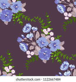 Pretty vintage feedsack pattern in small flowers. Millefleurs. Floral sweet seamless background for textile, fabric, covers, wallpapers, print, gift wrap, scrapbooking, quilting, decoupage.