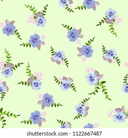 Pretty vintage feedsack pattern in small flowers. Millefleurs. Floral sweet seamless background for textile, fabric, covers, wallpapers, print, gift wrap, scrapbooking, quilting, decoupage.