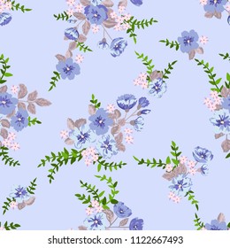 Pretty vintage feedsack pattern in small flowers. Millefleurs. Floral sweet seamless background for textile, fabric, covers, wallpapers, print, gift wrap, scrapbooking, quilting, decoupage.