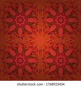 Pretty vintage feedsack pattern in small orange, brown and red, flowers. Floral sweet seamless background for textile, fabric, covers, wallpapers, print, wrap, scrapbooking, decoupage. Millefleurs.