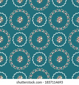 Pretty vintage feedsack pattern in small flowers. Millefleurs. Floral sweet seamless background for textile, fabric, covers, wallpapers, print, gift wrap, scrapbooking, quilting, decoupage.