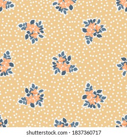 Pretty vintage feedsack pattern in small flowers. Millefleurs. Floral sweet seamless background for textile, fabric, covers, wallpapers, print, gift wrap, scrapbooking, quilting, decoupage.