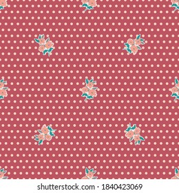 Pretty vintage feedsack pattern in small flowers. Millefleurs. Floral sweet seamless background for textile, fabric, covers, wallpapers, print, gift wrap, scrapbooking, quilting, decoupage.