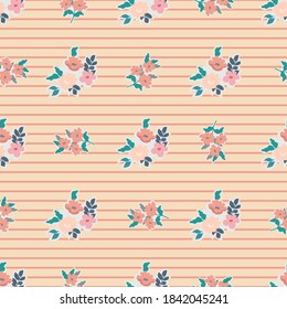 Pretty vintage feedsack pattern in small flowers. Millefleurs. Floral sweet seamless background for textile, fabric, covers, wallpapers, print, gift wrap, scrapbooking, quilting, decoupage.