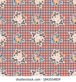 Pretty vintage feedsack pattern in small flowers. Millefleurs. Floral sweet seamless background for textile, fabric, covers, wallpapers, print, gift wrap, scrapbooking, quilting, decoupage.