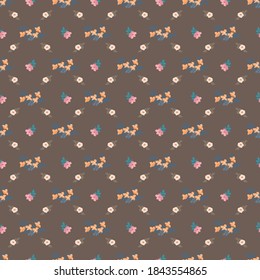 Pretty vintage feedsack pattern in small flowers. Millefleurs. Floral sweet seamless background for textile, fabric, covers, wallpapers, print, gift wrap, scrapbooking, quilting, decoupage.