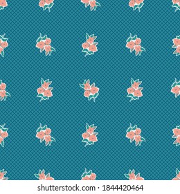 Pretty vintage feedsack pattern in small flowers. Millefleurs. Floral sweet seamless background for textile, fabric, covers, wallpapers, print, gift wrap, scrapbooking, quilting, decoupage.