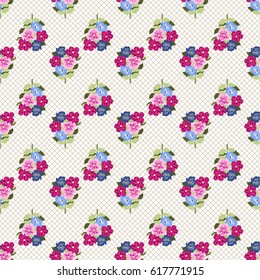 Pretty vintage feedsack pattern in small flowers. Millefleurs. Floral sweet seamless background for textile, fabric, covers, wallpapers, print, gift wrap, scrapbooking, quilting, decoupage.