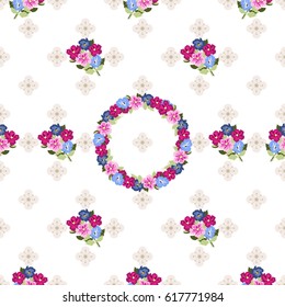 Pretty vintage feedsack pattern in small flowers. Millefleurs. Floral sweet seamless background for textile, fabric, covers, wallpapers, print, gift wrap, scrapbooking, quilting, decoupage.