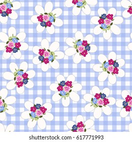 Pretty vintage feedsack pattern in small flowers. Millefleurs. Floral sweet seamless background for textile, fabric, covers, wallpapers, print, gift wrap, scrapbooking, quilting, decoupage.