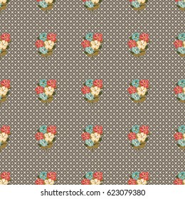 Pretty vintage feedsack pattern in small flowers. Millefleurs. Floral sweet seamless background for textile, fabric, covers, wallpapers, print, gift wrap, scrapbooking, quilting, decoupage.