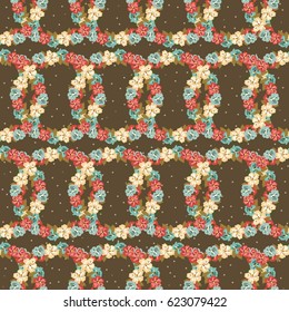 Pretty vintage feedsack pattern in small flowers. Millefleurs. Floral sweet seamless background for textile, fabric, covers, wallpapers, print, gift wrap, scrapbooking, quilting, decoupage.