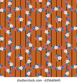 Pretty vintage feedsack pattern in small flowers. Millefleurs. Floral sweet seamless striped background for textile, fabric, covers, wallpapers, print, gift wrap, scrapbooking, quilting, decoupage.