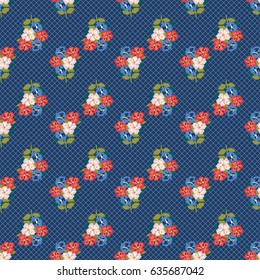 Pretty vintage feedsack pattern in small flowers. Millefleurs. Floral sweet seamless background for textile, fabric, covers, wallpapers, print, gift wrap, scrapbooking, quilting, decoupage.