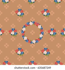 Pretty vintage feedsack pattern in small flowers. Millefleurs. Floral sweet seamless background for textile, fabric, covers, wallpapers, print, gift wrap, scrapbooking, quilting, decoupage.