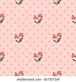 Pretty vintage feedsack pattern in small flowers. Millefleurs. Floral sweet seamless background for textile, fabric, covers, wallpapers, print, gift wrap, scrapbooking, quilting, decoupage.