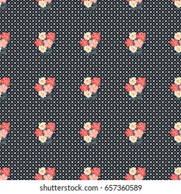 Pretty vintage feedsack pattern in small flowers. Millefleurs. Floral sweet seamless background for textile, fabric, covers, wallpapers, print, gift wrap, scrapbooking, quilting, decoupage.