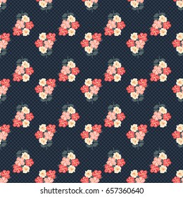 Pretty vintage feedsack pattern in small flowers. Millefleurs. Floral sweet seamless background for textile, fabric, covers, wallpapers, print, gift wrap, scrapbooking, quilting, decoupage.