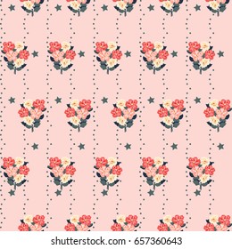 Pretty vintage feedsack pattern in small flowers. Millefleurs. Floral sweet seamless background for textile, fabric, covers, wallpapers, print, gift wrap, scrapbooking, quilting, decoupage.