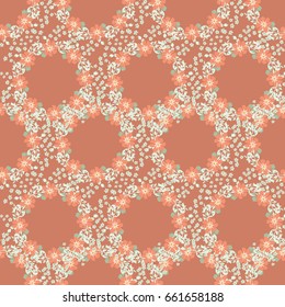 Pretty vintage feedsack pattern in small flowers. Millefleurs. Floral sweet seamless background for textile, fabric, covers, wallpapers, print, gift wrap, scrapbooking, quilting, decoupage.