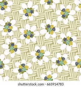 Pretty vintage feedsack pattern in small flowers. Millefleurs. Floral sweet seamless background for textile, fabric, covers, wallpapers, print, gift wrap, scrapbooking, quilting, decoupage.