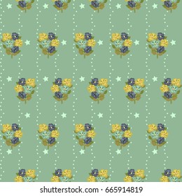 Pretty vintage feedsack pattern in small flowers. Millefleurs. Floral sweet seamless background for textile, fabric, covers, wallpapers, print, gift wrap, scrapbooking, quilting, decoupage.