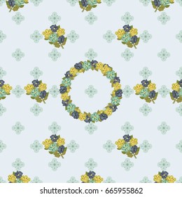 Pretty vintage feedsack pattern in small flowers. Millefleurs. Floral sweet seamless background for textile, fabric, covers, wallpapers, print, gift wrap, scrapbooking, quilting, decoupage.