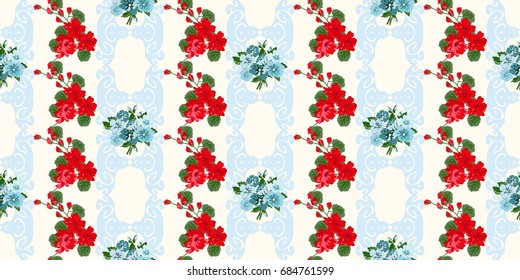 Pretty vintage feedsack pattern in small flowers. Millefleurs. Floral sweet seamless background for textile, fabric, covers, wallpapers, print, gift wrap, scrapbooking, quilting, decoupage.