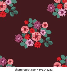 Pretty vintage feedsack pattern in small flowers. Millefleurs. Floral sweet seamless background for textile, fabric, covers, wallpapers, print, gift wrap, scrapbooking, quilting, decoupage.