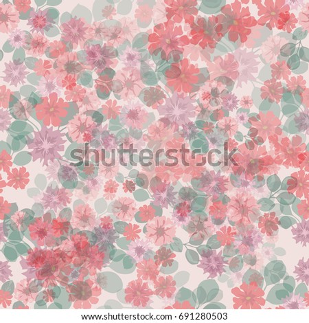 Pretty vintage feedsack pattern in small flowers. Millefleurs. Floral sweet seamless background for textile, fabric, covers, wallpapers, print, gift wrap, scrapbooking, quilting, decoupage.