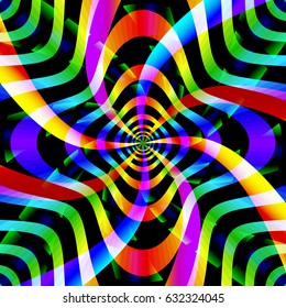 pretty vivid colorful psychedelic background with abstract iridescent shapes moving in dark space. vector illustration
