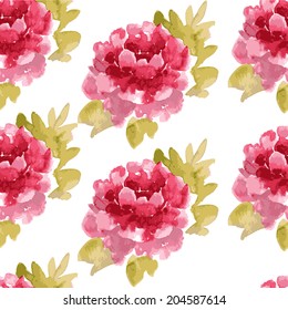 pretty watercolor flower seamless pattern with peonies