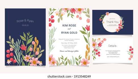 pretty watercolor wedding card collection