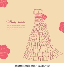 Pretty wedding dress illustration