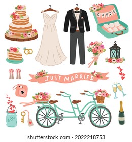 Pretty wedding vector art set