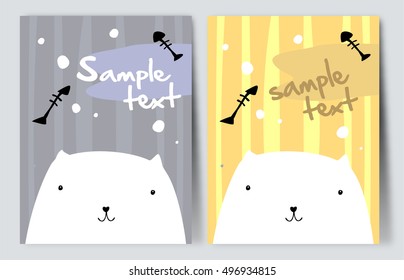 Pretty white cat. Simple vector drawing.